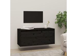 9483365993681 - Maisonchic - WandschrankWandhängeschrankBadschrankKüchenschrank Schwarz 80x30x35 cm Massivholz Kiefer VMIEB76986