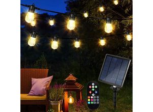 9496895825445 - Solar Lichterkette LED-Lichterkette Mit Fernbedienung Außen Kugel Solar Gartenleuchte 10M ip44 Kunststoff für Party Weihnachten - Warmweiß + 6 Farben