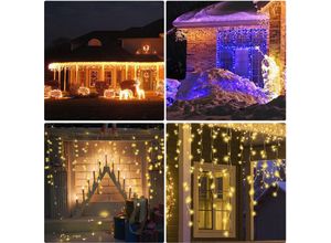 9496896039629 - 10m led Eisregen Lichterkette Außen Innen 200 LEDs Deko led Eiszapfen 8 Modi mit Stecker Weihnachten Party Garten IP44 Warmweiß - Swanew