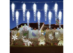 9496896039698 - Led Eiszapfen Lichterkette Außen Innen Weihnachten Deko Garten Party Weihnachtsdeko IP44 8 Modi 10m 40LEDs kaltweiß - Swanew