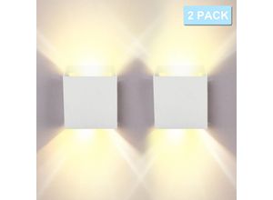 9496896320741 - Led Wandleuchte Außen Wohnzimmer Wandlampe IP65 Treppen Keller Flur Esszimmer 12W Weiß Warmweiß 2X - Weiß - Hengda