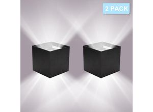 9496896320758 - Led Wandleuchte Außen Wohnzimmer Wandlampe IP65 Treppen Keller Flur Esszimmer 7W Schwarz Kaltweiß 4X - Schwarz - Hengda