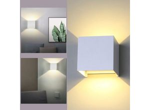 9496896321663 - Tolletour - led Wandleuchte Außen Wohnzimmer Wandlampe IP65 Treppen Keller Flur Esszimmer 7W Weiß Warmweiß - Weiß