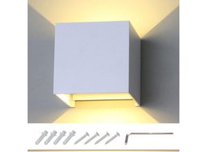 9496896321687 - Tolletour - led Wandleuchte Außen Wohnzimmer Wandlampe IP65 Treppen Keller Flur Esszimmer 12W Weiß Warmweiß - Weiß