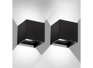 9496896321694 - TolleTour LED Wandleuchte Außen Wohnzimmer Wandlampe IP65 Treppen Keller Flur Esszimmer 7W Schwarz Kaltweiß 2X - Schwarz