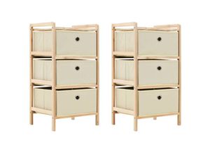 9501346735560 - Prolenta Premium - Korb-Kommoden 2 Stk mit 3 Stoffkörben - Beige