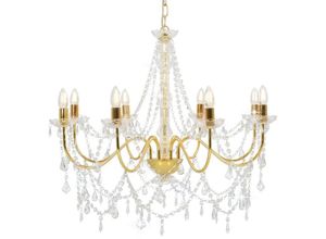 9501569192836 - Prolenta Premium - Kronleuchter mit Perlen Golden 8 x E14-Fassungen - Gold 9501569192836 - Prolenta Premium - Kronleuchter mit Perlen Golden 8 x E14-Fassungen - Gold