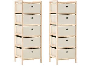 9501875315141 - Prolenta Premium - Korb-Kommoden 2 Stk mit 5 Stoffkörben - Beige