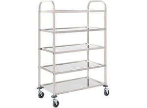 9502276334472 - Prolenta Premium - 5-Stufiger Servierwagen 107 x 55 x 147 cm - Silber