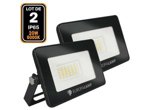 9502435356475 - Europalamp - 2 Fluter led 20W Ipad Kaltweiß 6500K Hohe Helligkeit