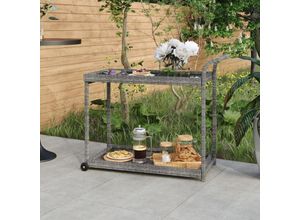 9502654757770 - Prolenta Premium - Barwagen Grau 100x45x83 cm Poly Rattan - Grau