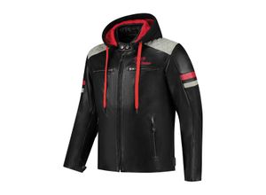 9502668911359 - Motorradjacke Rusty Stitches Jari Hooded v2 Hell-Schwarz Grau-Rot