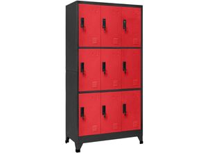 9502845935840 - Prolenta Premium - Schließfachschrank Anthrazit und Rot 90x45x180 - Anthrazit