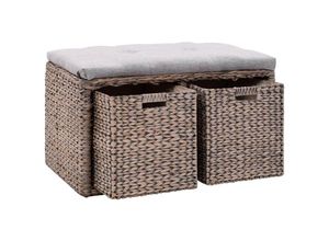 9502912248965 - Sitzbank mit 2 Körben Seegras 71 x 40 x 42 cm Grau Vidaxl Grau