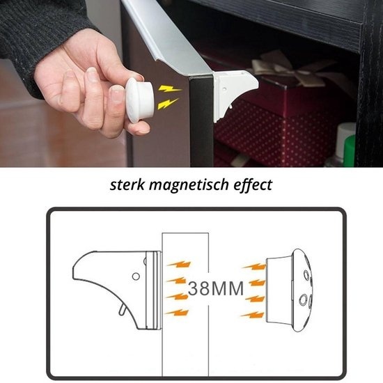 9503756466850 - Magnetisches Kinderschloss - 10 Schlösser + 2 magnetische Schlüssel - Baby-Sicherheit - Schrank- Tür- und Schubladenschloss - Baby-Sicherheitsmagnete