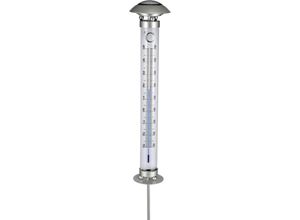 9503782684129 - Prolenta Premium - Solar-Gartenleuchte mit Thermometer - Silber