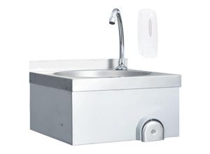 9504183861867 - Prolenta Premium - Handwaschbecken mit Wasserhahn und Seifenspender - Silber