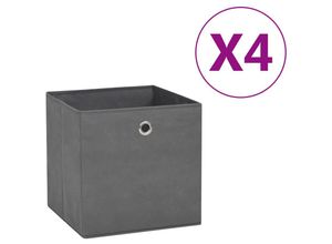 9504389629698 - Aufbewahrungsboxen 4 Stk Vliesstoff 28x28x28 cm - Grau - Prolenta Premium