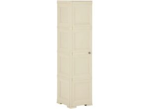 9505118655131 - Kunststoffschrank 40x43x164 cm Holzdesign - Weiß - Prolenta Premium