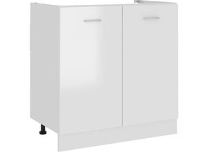 9505543476271 - Prolenta Premium Spülenunterschrank Hochglanz-Weiß 80x46x815 cm - Weiß