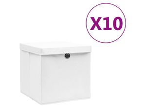 9506289344596 - Prolenta Premium - Aufbewahrungsboxen mit Deckeln 10 Stk 28x28x28 - Weiß