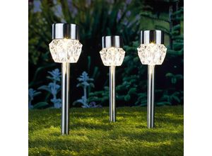 9506962734720 - Prolenta Premium - Solar led Garten-Wegeleuchten 3 Stk Kristall - Mehrfarbig