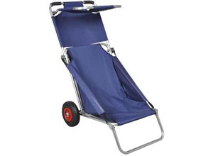 9507144948317 - Prolenta Premium Strandwagen mit Rädern Tragbar Klappbar Blau - Blau