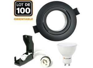 9507219657175 - Europalamp - 100 Verstellbare Einbaustrahler Mattschwarz GU10 led 5W eqv 40W Kaltweiß 6000K