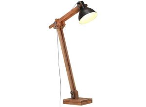 9507231643866 - Stehlampe Schwarz Mango Massivholz E27 - Schwarz - Prolenta Premium