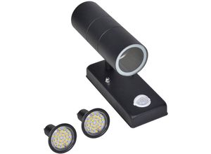 9507558147955 - Prolenta Premium - LED-Wandleuchte Edelstahl Zylinderform Schwarz mit Sensor - Schwarz