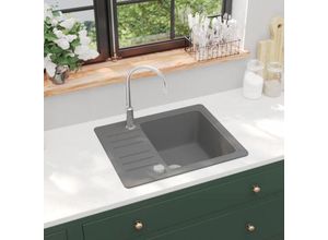 9507579828710 - Prolenta Premium - Granitspüle Einzelbecken Grau - Grau