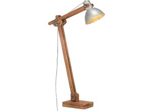9508648375272 - Stehlampe Silbern Mango Massivholz E27 - Silber - Prolenta Premium