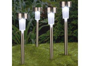 9508846174325 - Led Solar Gartenleuchte 4 Stk Edelstahl 36 cm - Silber - Prolenta Premium