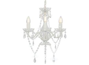 9509449512125 - Prolenta Premium Kronleuchter mit Perlen Weiß Rund 3×E14 - Weiß 9509449512125 - Prolenta Premium Kronleuchter mit Perlen Weiß Rund 3×E14 - Weiß