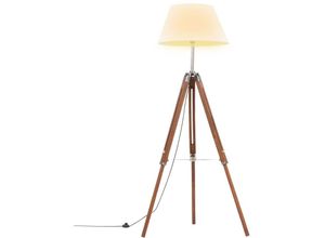 9509639639373 - Prolenta Premium - Stativlampe Honigbraun und Weiß Teak Massivholz - Braun