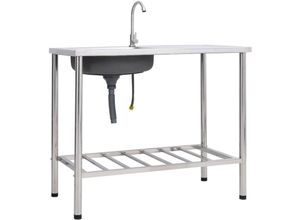 9509695758834 - Prolenta Premium - Camping-Spüle mit Wasserhahn Edelstahl - Silber