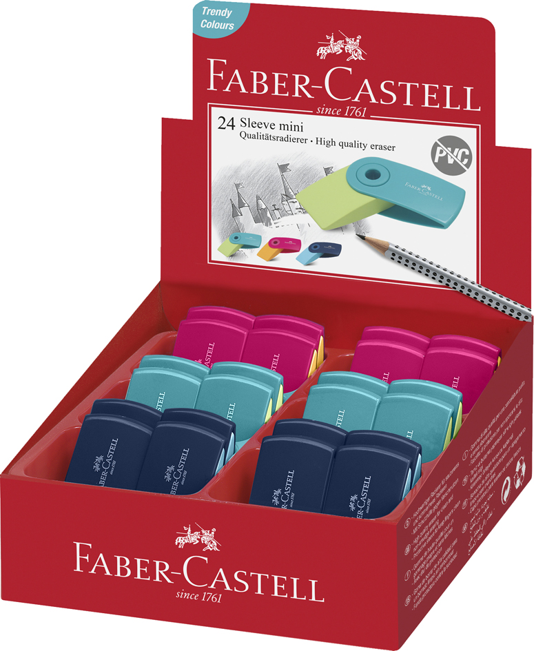 9555684679765 - FABER-CASTELL Kunststoff-Radierer SLEEVE MINI sortiert