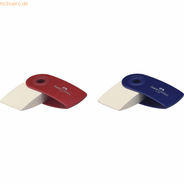 9556089824118 - FABER-CASTELL Radiergummis Radierer Sleeve-Mini rot+blau weiß