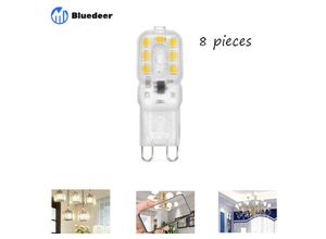 9557865379075 - Zhuoxuan - Set mit 8 G9 LED-Leuchtmitteln G9 led 220 v Naturweiß 5500 k 3 w Halogen entspricht 30 w [Energieklasse e] Bluedeer