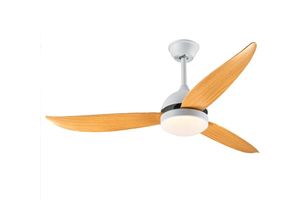 9562729820136 - Skecten - Weiß + Holzfarbe Haushaltsventilator-Lampe im nordischen modernen minimalistischen Stil Φ132×H43cm