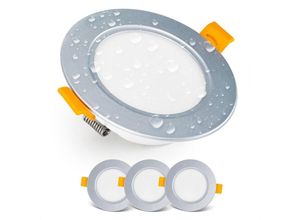 9588564717868 - Einbau-LED-Strahler-Downlight LED-Deckenstrahler IP54 für Badezimmer Feuchträume Warmweiß 3000K 3er-Set extraflacher runder LED-Strahler 7 Watt