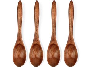 9770299143689 - Set mit 4 kleinen Holzlöffeln 14 cm Honiglöffel für Tee Holzlöffel zum Essen Mini-Servierlöffel aus Holz für Kaffee Tee Gewürze - Lntyq