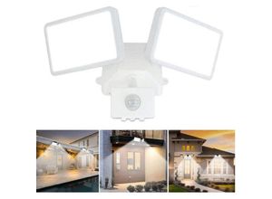 9770299152186 - Lntyq LED-Flutlicht mit einstellbarem Bewegungssensor Doppelkopf-LED-Außenflutlicht IP65 wasserdicht Tageslichtweiß Park Garage und