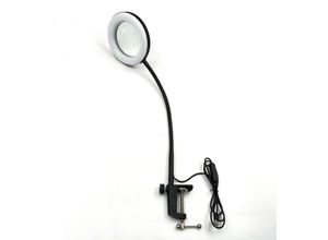 9770299155309 - Lntyq Lupe mit Licht und Ständer 2-in-1 flexible Schwanenhals-Schreibtischlampe mit Klemme 3 Farbmodi stufenlos verstellbare beleuchtete Lupe