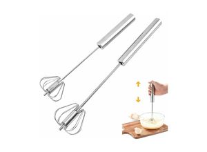 9771353114904 - Minkurow - 2 Schneebesen multifunktionaler halbautomatischer Schneebesen aus Edelstahl Milchbesen Rührbesen für Küchenutensilien (12 Zoll + 10