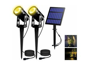 9771353123456 - Rhafayre - Gartenstrahler Solar t-sun 2 Stück Solarstrahler Solarlampen für garten IP65 Wasserdicht led Solarlampe mit 2 Helligkeitsstufe 3 Meter