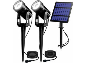 9771353123463 - Rhafayre - Solar Gartenleuchte t-sun 2 Stück Solarstrahler Solarlampen für garten IP65 Wasserdicht led Solarlampe mit 2 Helligkeitsstufe 3 Meter