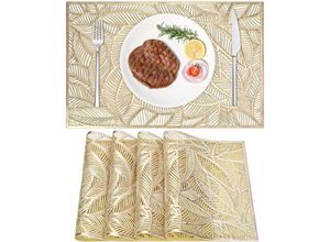 9771353133325 - Minkurow - Set mit 4 PVC-Tischsets leicht zu reinigende Tischsets rutschfeste Tischsets goldene Tischsets goldene Tischsets für Weihnachtsfeier