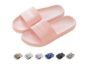 9771353137484 - Herren Damen Badeschuhe Hausschuhe Sommer Pantoletten Flip Flops Indoor Outdoor Strand rutschfest Bad einfarbig 38-39 (Rosa) - Minkurow