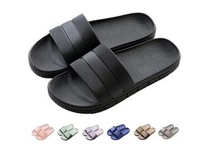 9771353137552 - MINKUROW Herren Damen Badeschuhe Hausschuhe Sommer Pantoletten Flip Flops Indoor Outdoor Strand rutschfest Bad einfarbig 42-43 (Schwarz)